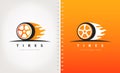 Wheel and fire logo vector. Car tire design. Royalty Free Stock Photo